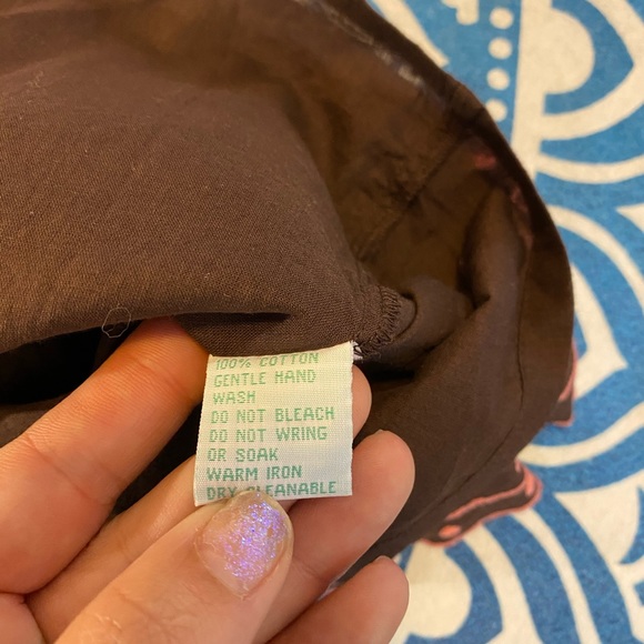 ANTHRO!💚👗ANTHROPOLOGIE IPSA BROWN A LINE SKIRT👗💚11/12 21” PINK EMBROIDERY - Picture 8 of 10